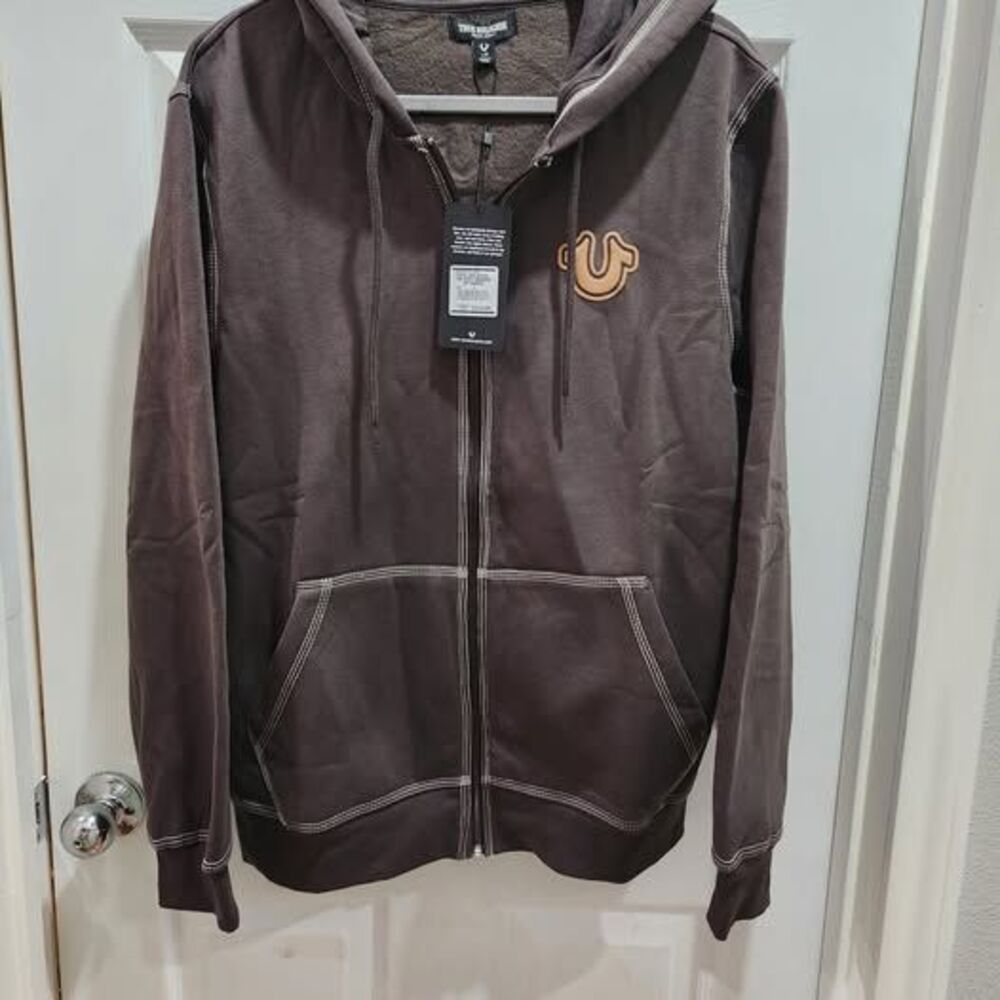 True Religion TNL Puff Buddha Zip Hoodie - Brown - Size L